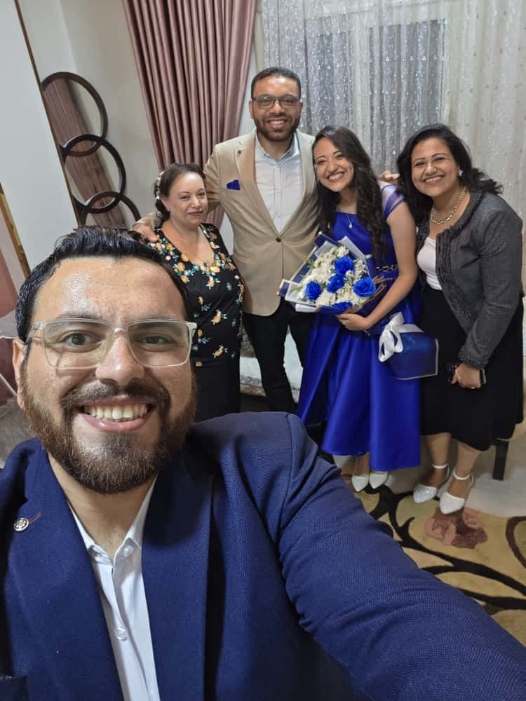John's selfie with Nada and family on their engagement day